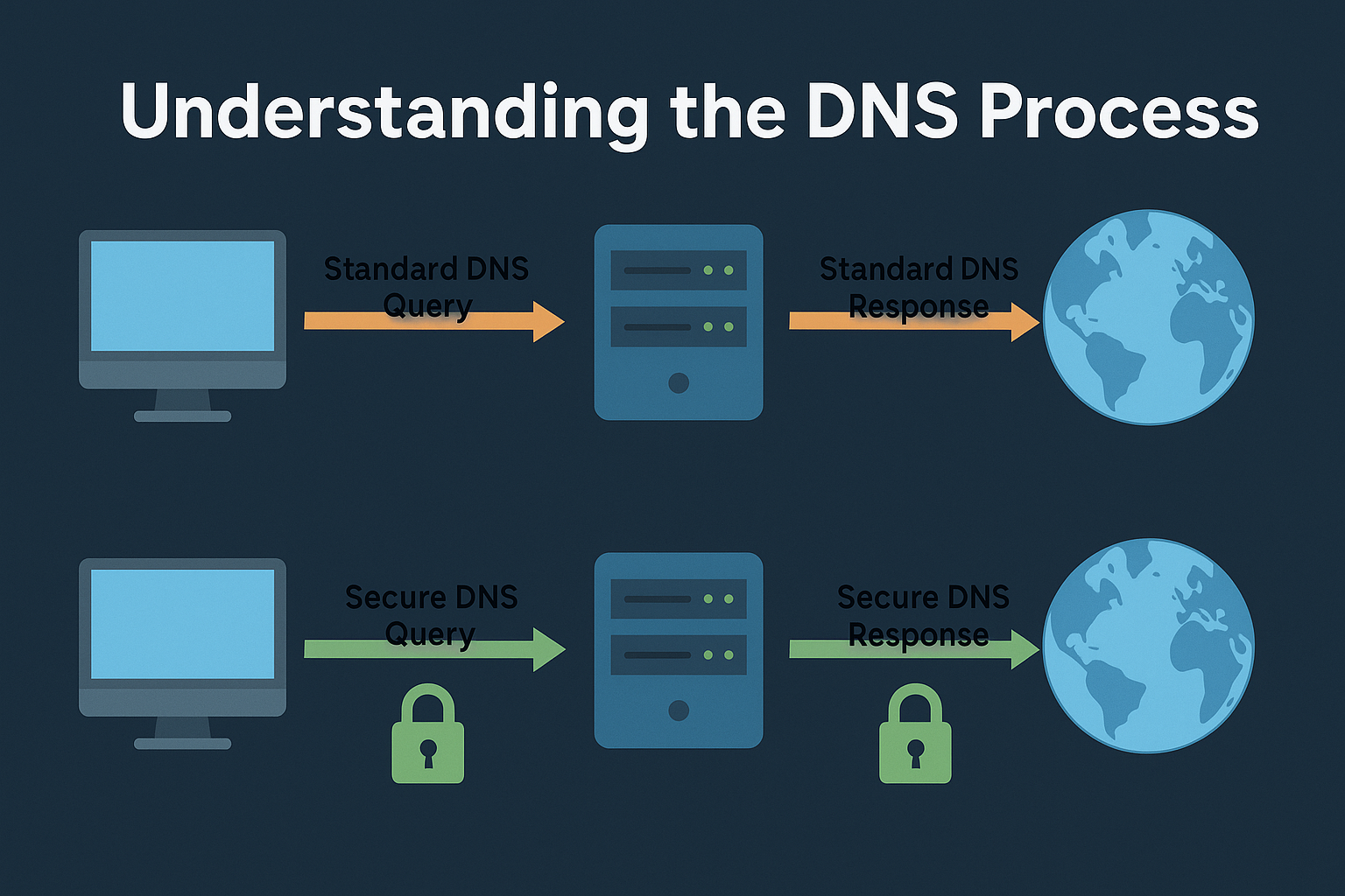 Diagram showing normal vs leaked DNS query paths
