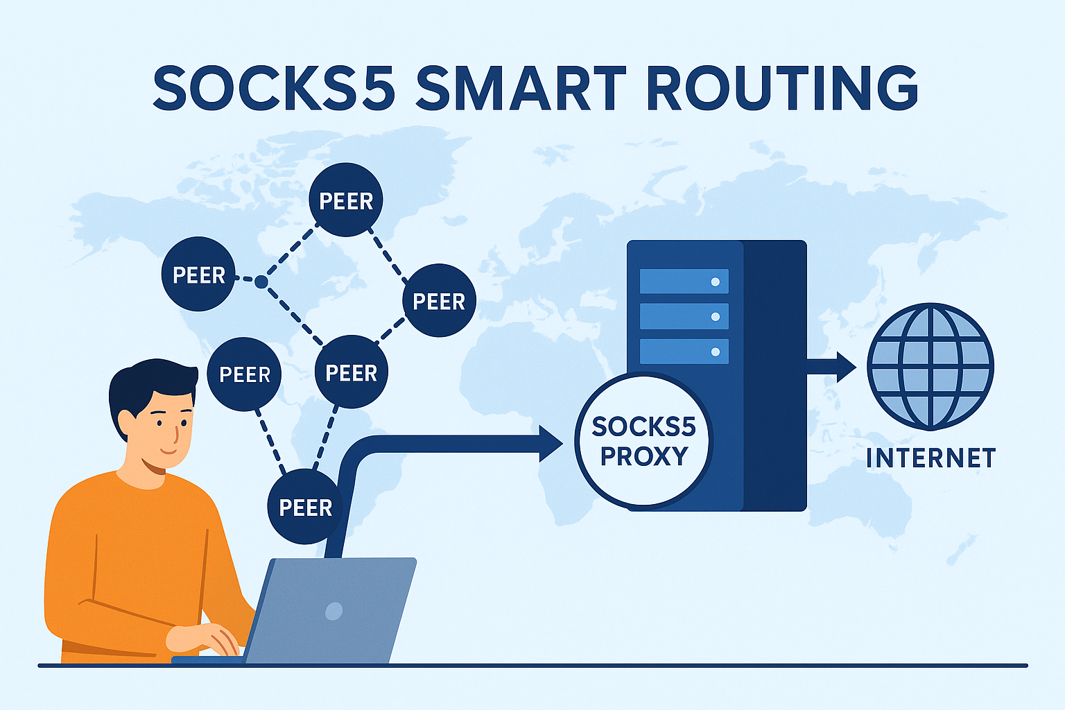 Dark abstract visualization of smart routing paths powered by SOCKS5