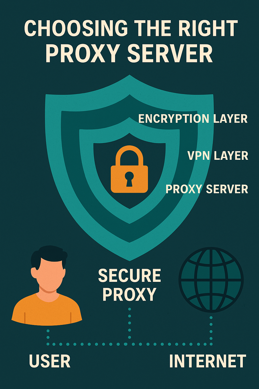 Concept visualization of layered secure proxy and VPN routing