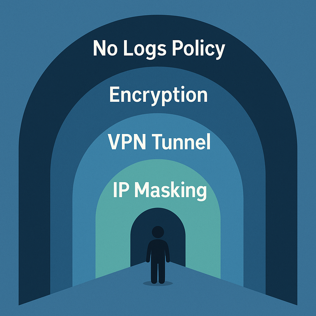 Concept visualization of layered tunnel policies with clear guardrails