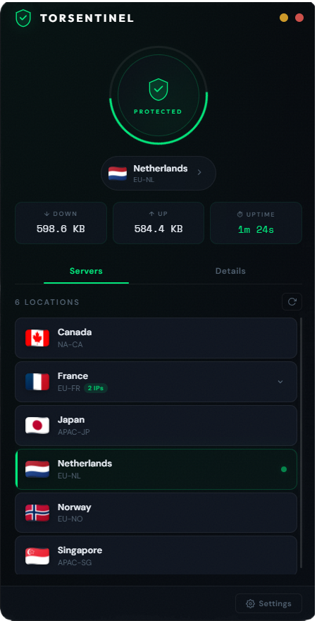 TorSentinel App Dashboard