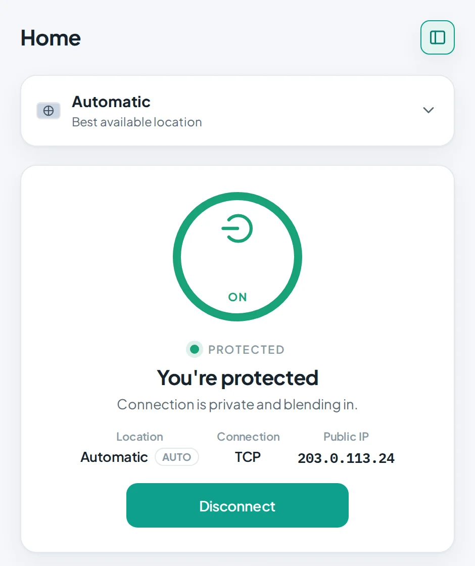StealthLink, connected