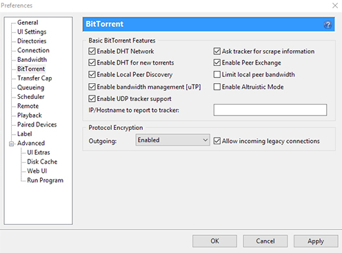 uTorrent preferences overview for Monitor setup
